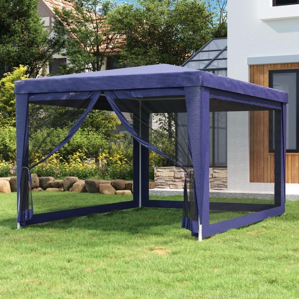 Partytent Blauw - Paviljoen Tent - Feesten Organiseren - Waterdicht HDPE Dak - 3 x 4 m - Blauw