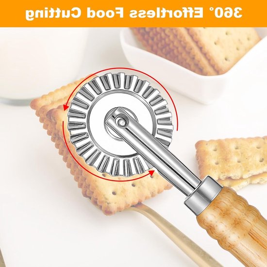 2 STKS Pasta Cutter Wiel, Gebak En Pasta Cutter Wiel Gebak Ravioli Wiel Cutter Met Lange Houten Handvat Voor Ravioli Pasta Dumplings Lasagne Pierogi — afbeelding 4