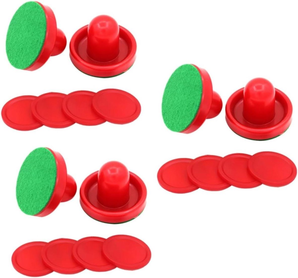 Airhockey Set - Pucks en Pushers - Tafelspel Spelen - Ergonomisch Ontwerp - Standaard Maat - Rood