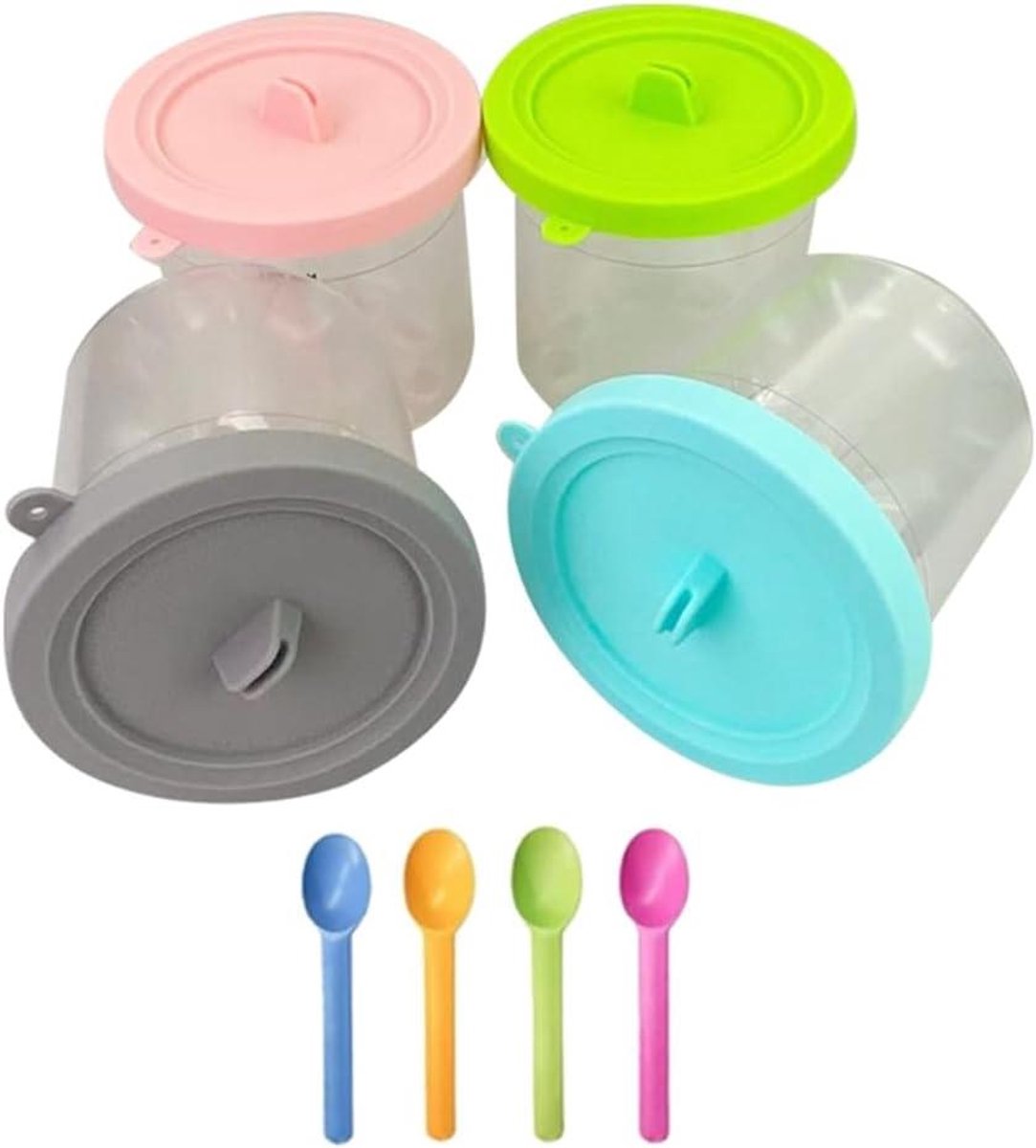 IJs Pinten met Deksel - IJsbakjes Vervanging - Zelf IJs Maken - Vaatwasmachinebestendig - 4 stuks - Multicolor
