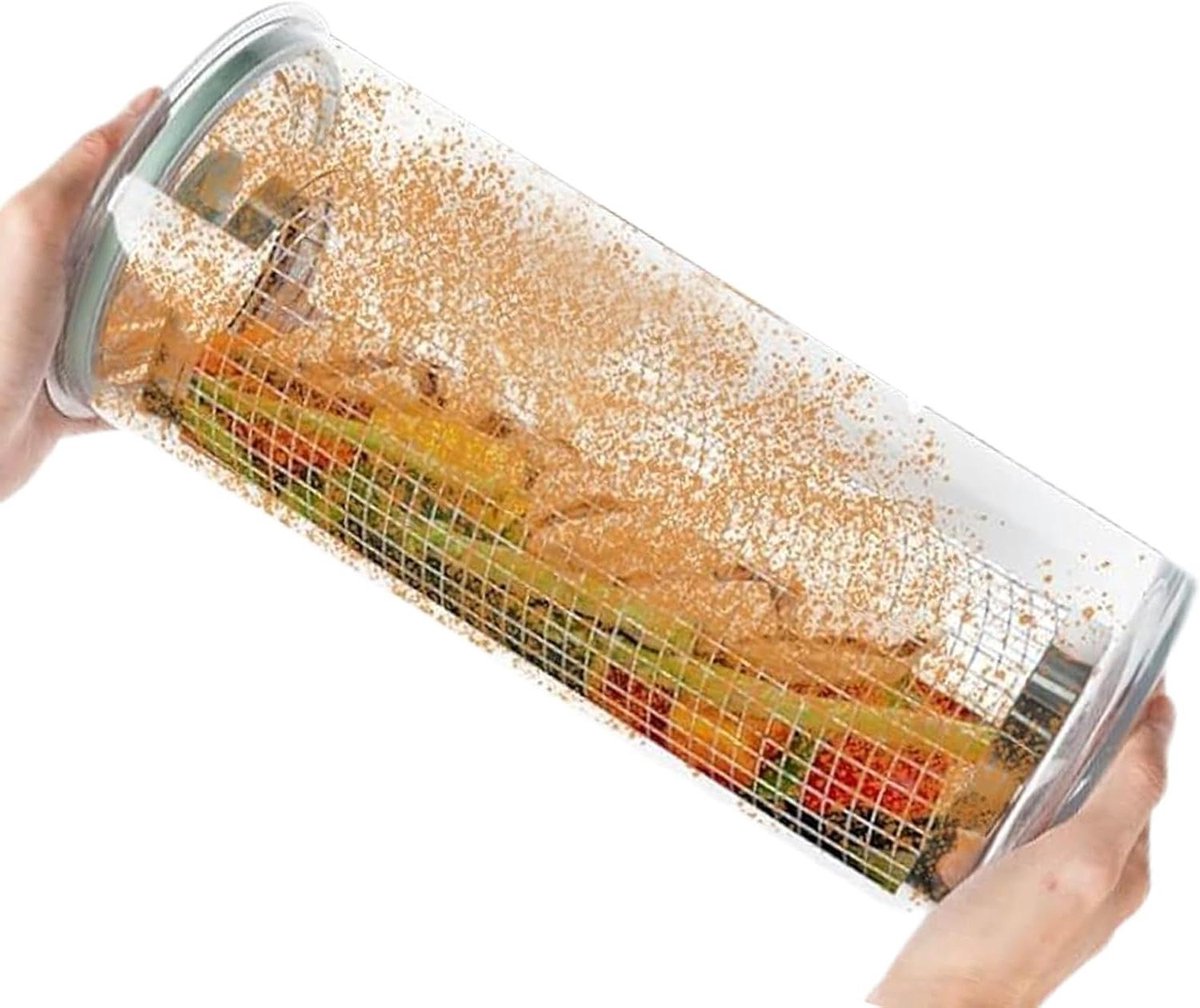 Broodjesdispenser - Kruidencontainer Visroerder - Gelijkmatig Paneren - 360 Graden Rotatie - 162 cm - Transparant