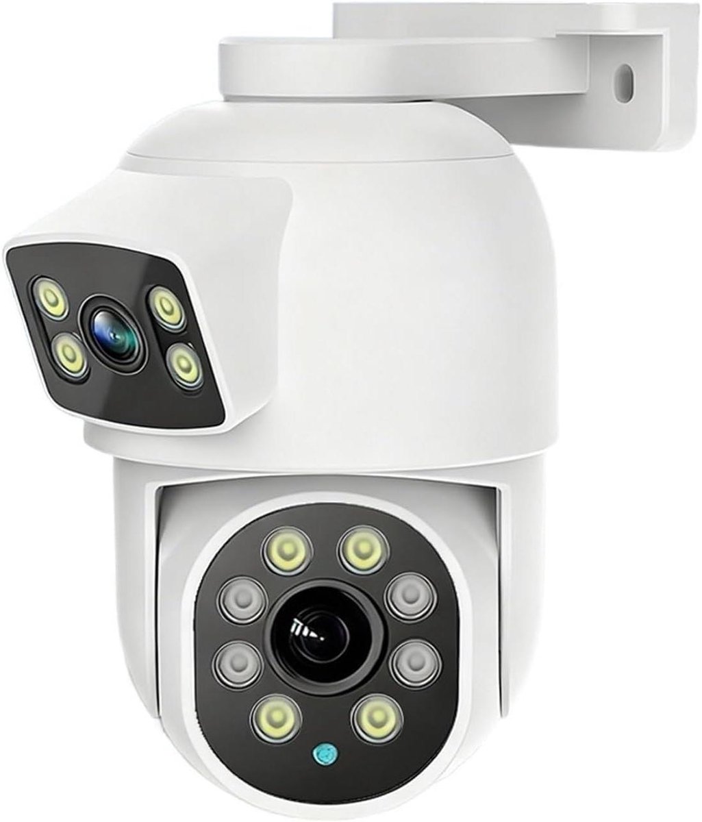 Beveiligingscamera Dome PTZ - IP Camera Wifi - Woning Beveiligen - Dubbele Lens Kleur Nachtzicht - 8MP - Wit
