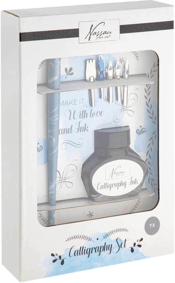 Nassau Fine Art Kalligrafie Set - 5x Kalligrafiepennen - Penhouder met Zwarte Inkt - Luxe Cadeaudoos - Handlettering, Journaling & Creatief Schrijven — afbeelding 3