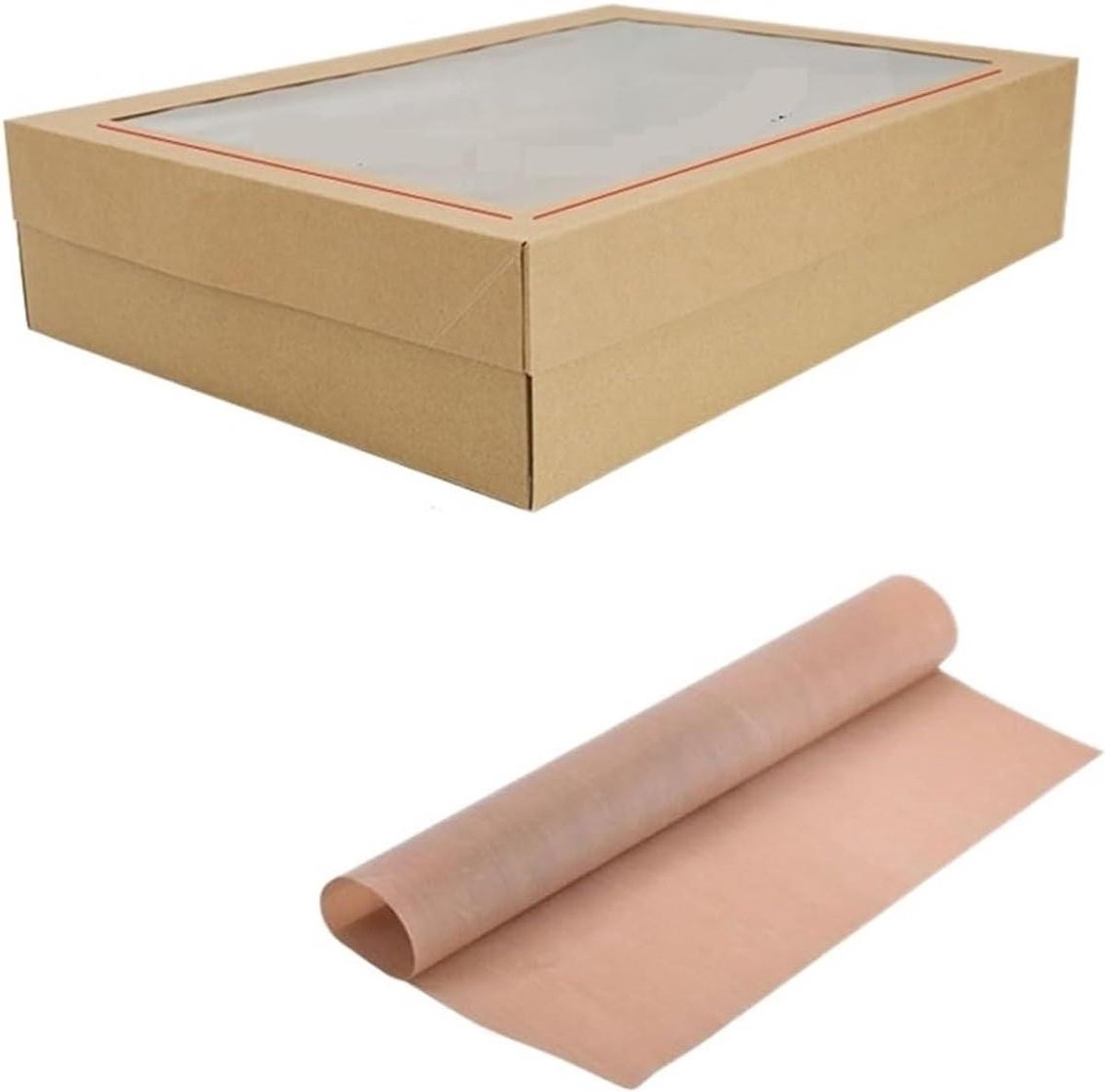 Cake Doos - Taartverpakking Gebak - Picknicken Buiten - Met Venster - 30 x 20 x 8 cm - Bruin