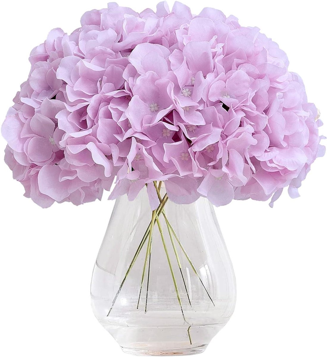 Kunsthortensia Bloemen - Zijden Bloemen - Bruiloft Decoratie - Grote Bloemkoppen - 18 cm Kop - Lavendel