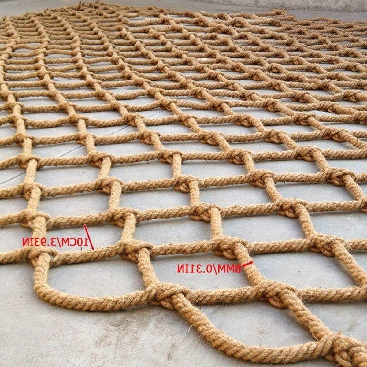 Klimnet Hangmat - Speelnet Touwnet - Kinderen Klimmen - Handgeweven Jute - 8 mm raster - Natuurlijk