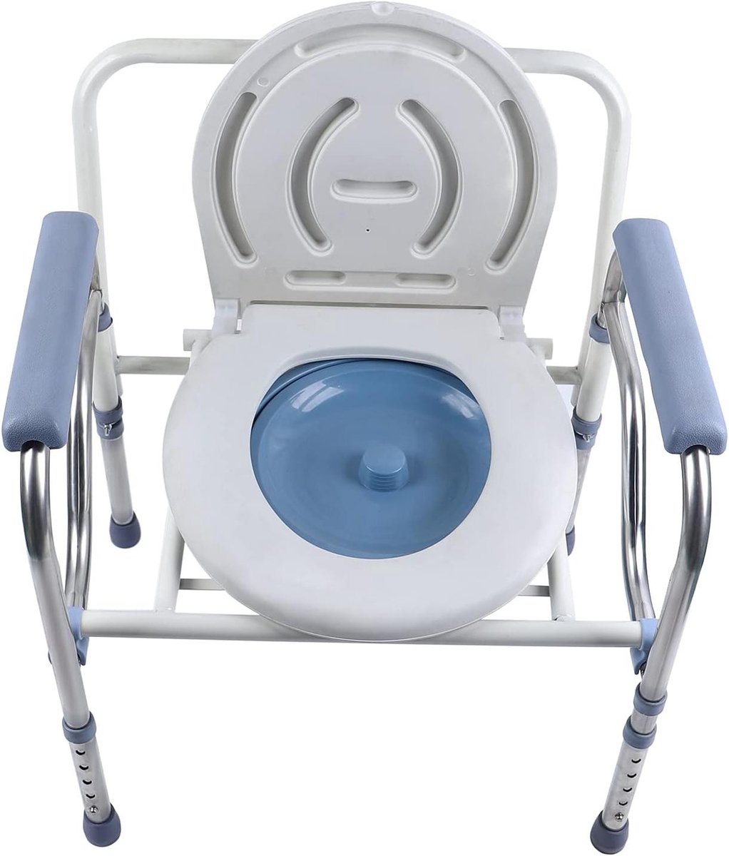 Toiletstoel Inklapbaar - Commode Stoel Pottenstoel - Veilig Zitten Ondersteuning - In Hoogte Verstelbaar - Max 150 kg - Zilver