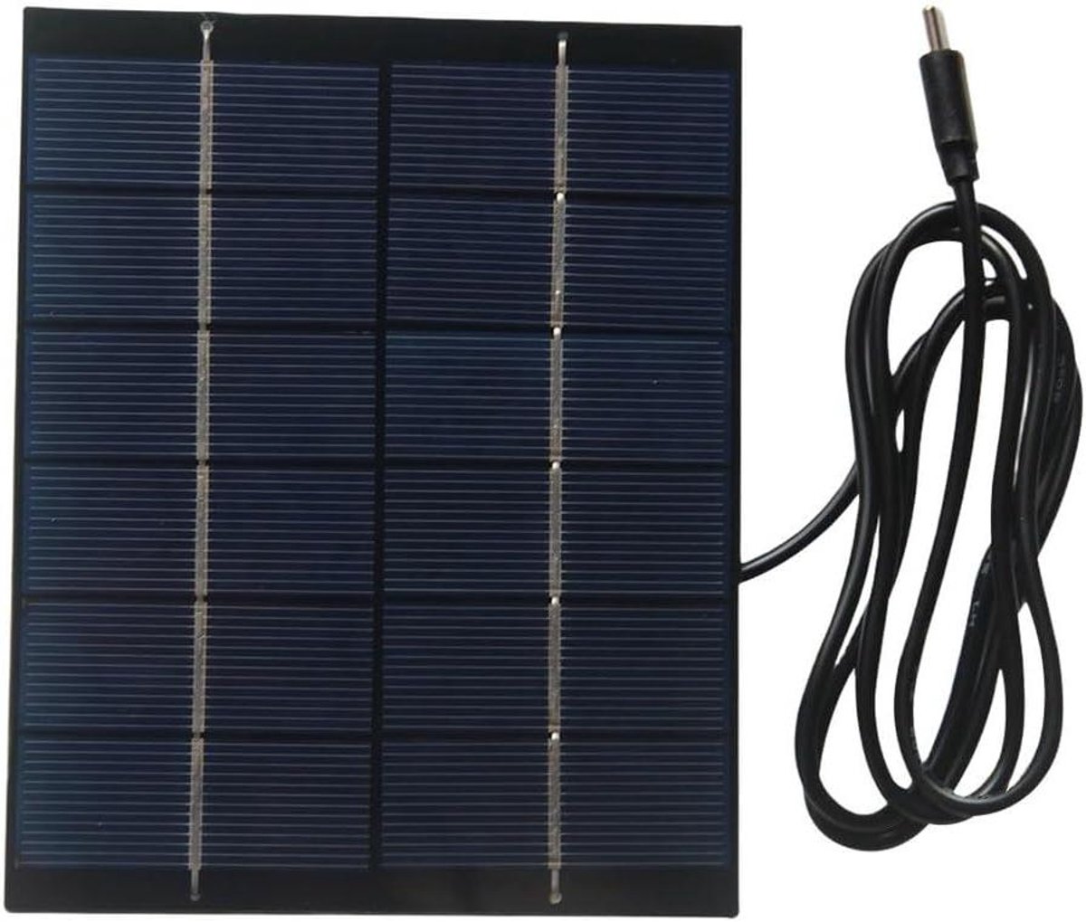 Zonnepaneel Oplader - Draagbare Module - Apparaten Laden - Type C Output - 14 x 12 x 2 cm - Zwart