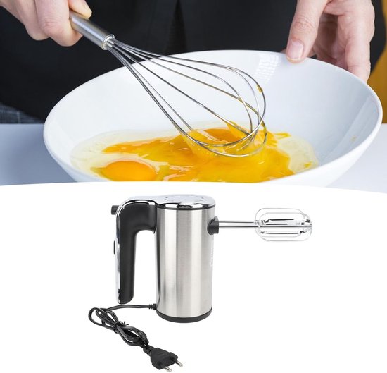 Elektrische Handmixer - Keukenmixer Beslagmixer - Snel Mixen - 500W Krachtige Motor - 20 x 17 x 9 cm - Zilver — afbeelding 2