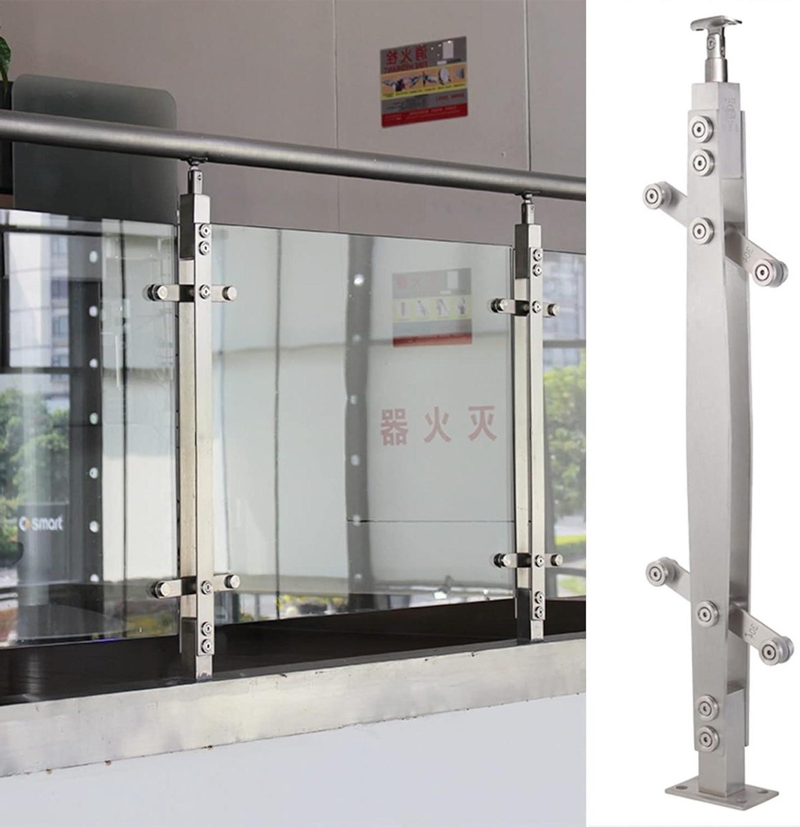 Glazen Klem voor Reling - Glasklem Balustrade - Veiligheid Creëren - Roestvrij Staal 304 - 10/12mm Glas - Zilver