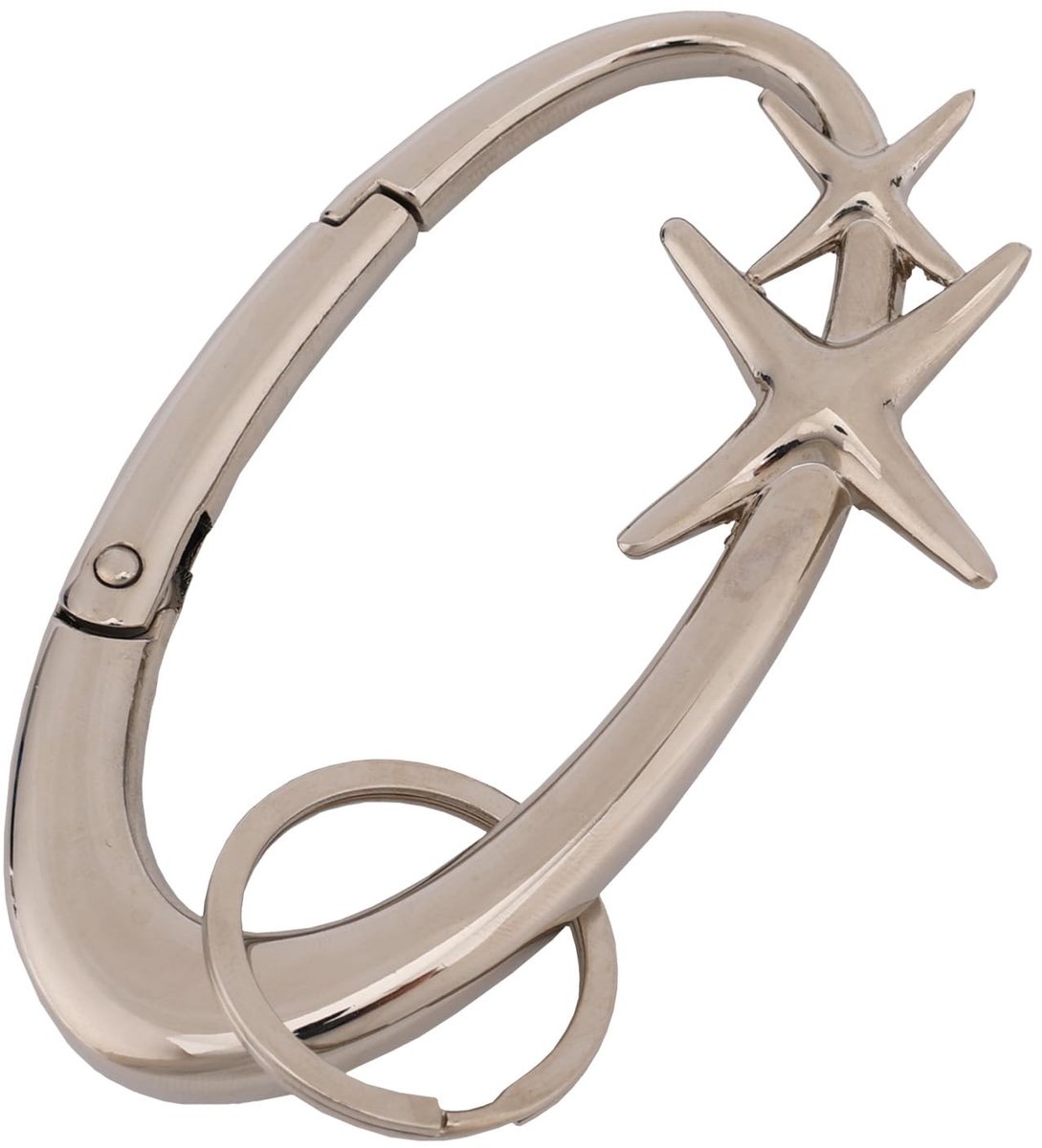 Dailygoods - Dailygoody - Schattige Sterkarabijnhaak - Sleutelhanger Accessoire - Zilveren Legering - Coole Glanzende Riemlus - Cadeau Voor Mannen Vrouwen