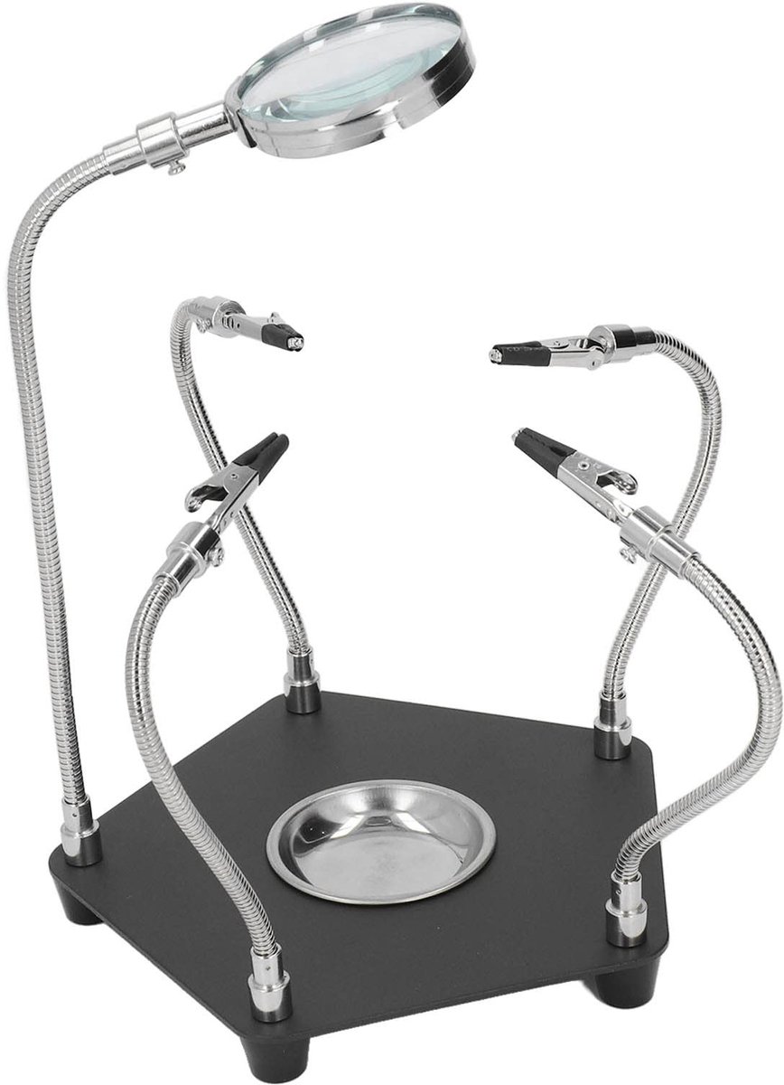 Dailygoods - Dailygoody - Soldering Station - Helping Hand met Vergroter - 4 Krokodillenklemmen - Precisiewerk - Soldeerwerk - Handig en Nauwkeurig - Geschikt voor...