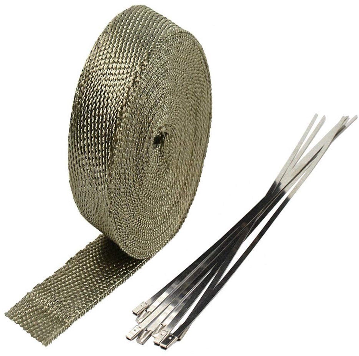 Dailygoods - Dailygoody - Hittebestendige Tape - Fiberglass en Titanium - Voor Auto en Motor - 2.5cm x 10m - Reparatietape - Geschikt voor hoge temperaturen - Tran