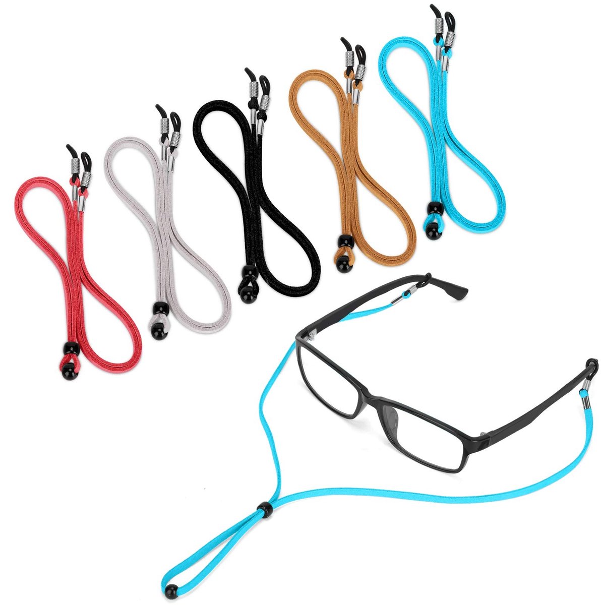 Dailygoods - Cosensi - Dailygoods - Dailygoody - Premium Lederen Lenzenvloeistofbanden - Verstelbare Eyewear Retainers - Anti-slip Brillenhouder - Geschikt voor Mannen en Vrouwen - Inclu
