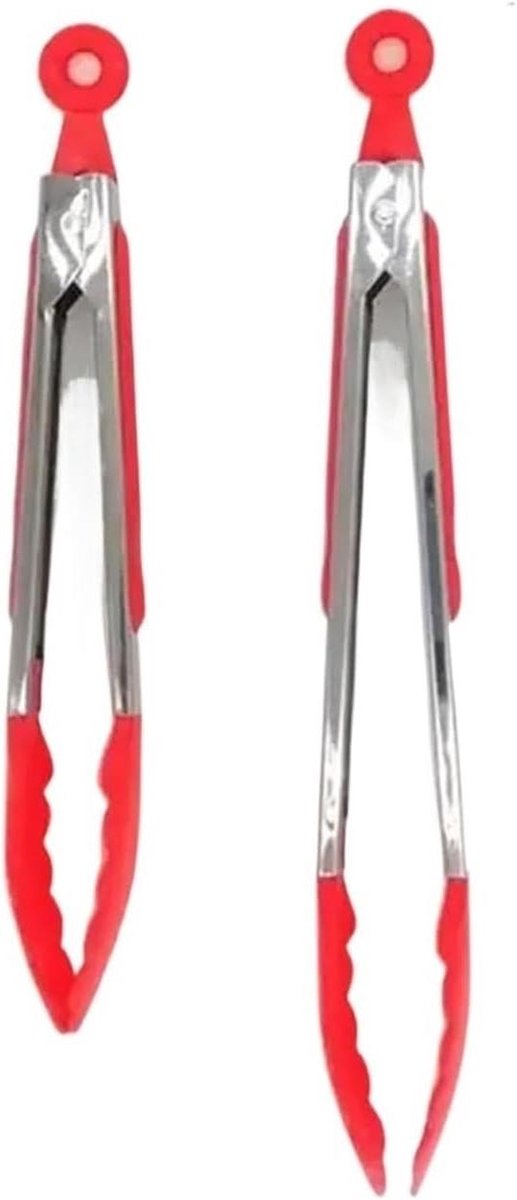 Keuken Tang Set - Kookgerei - Voedsel Serveren - Hittebestendig Ontwerp - 2 stuks - Rood