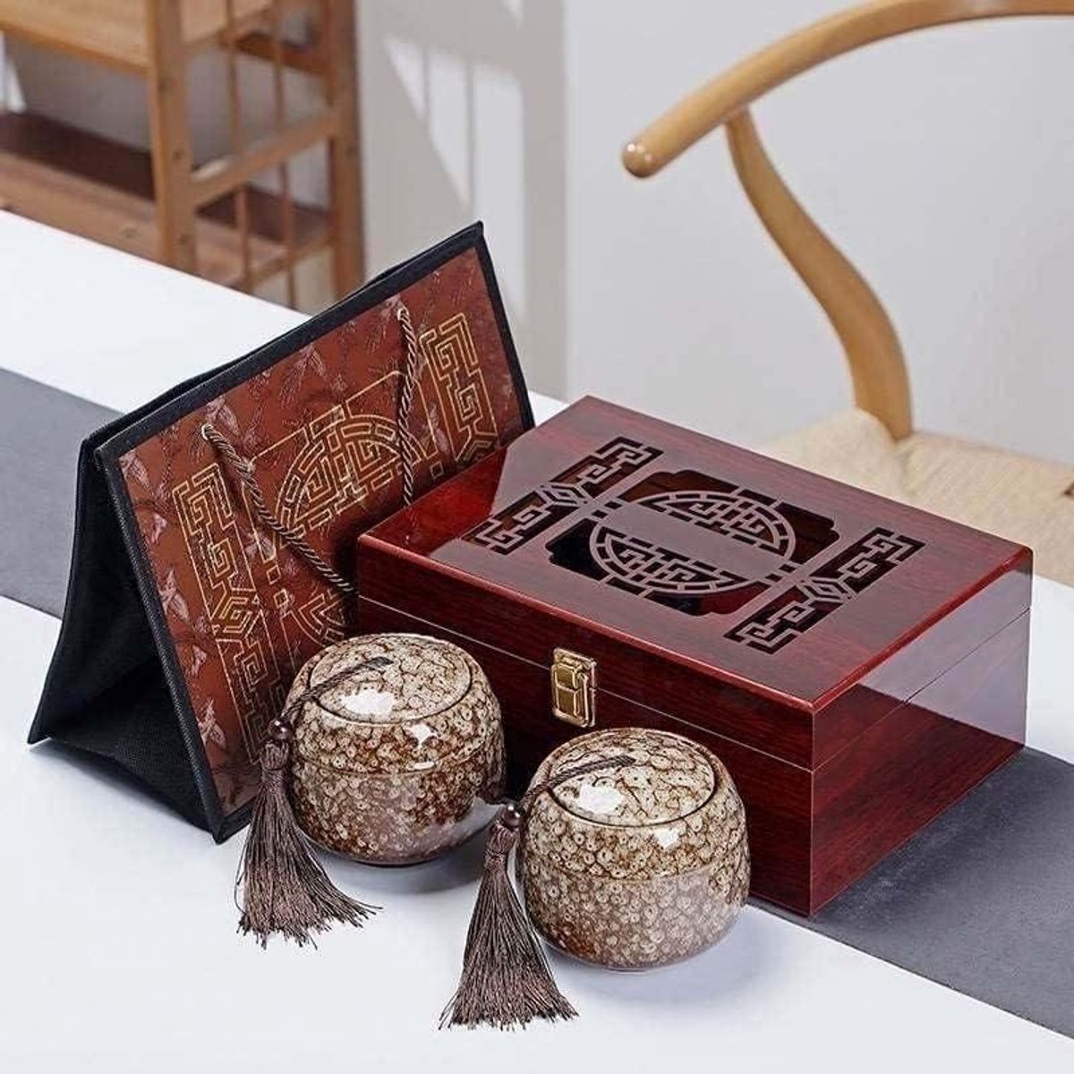 Keramische Theepot - Chinese Stijl - Thee Serveren - Dubbele Bussen - One Size - Veelkleurig