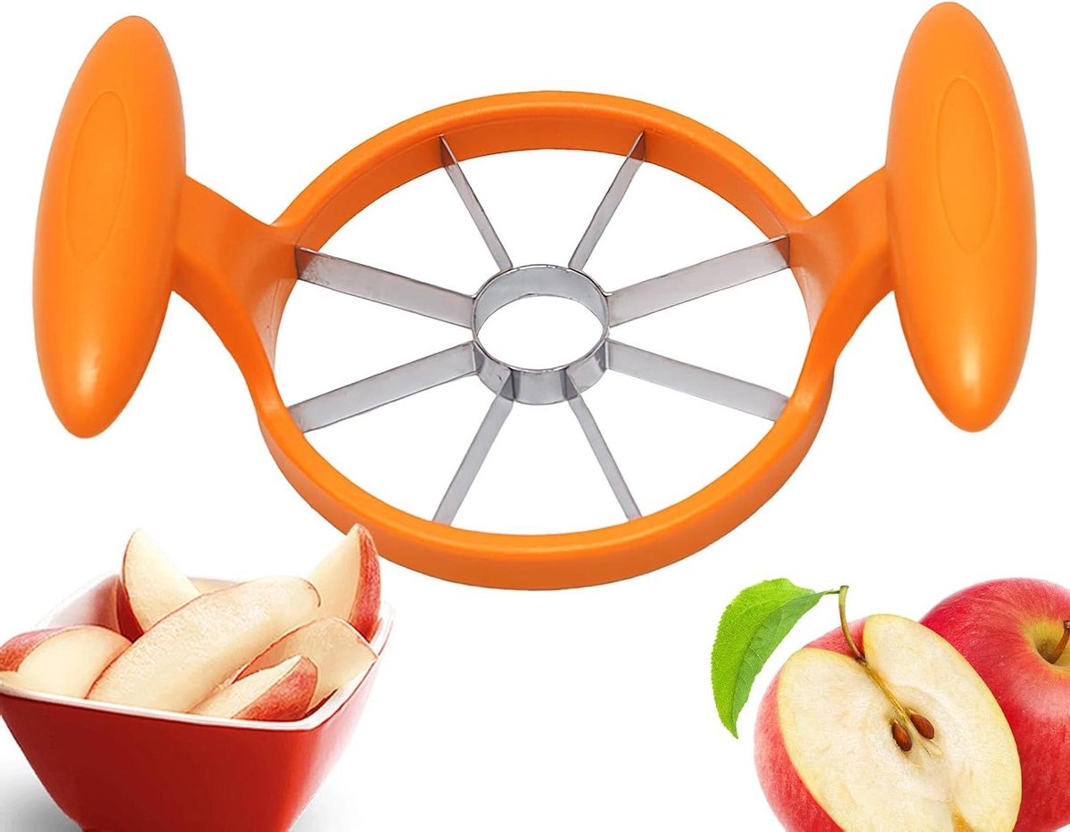 Fruitsnijder - Fruit Coreer - Maaltijdbereiding - Roestvrij Staal Kern - 18x12x6 cm - Oranje