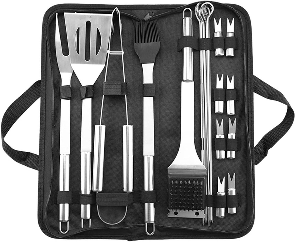 Grillgereedschap Set - BBQ Tools - Buiten Koken - Roestvrij Staal - 20 Delen - Zilver