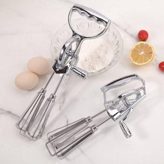 Eierklopper Set - Handmatige Mixer - Bakken Ingrediënten - Ergonomisch Handvat - Set van 2 - Zilver — afbeelding 5