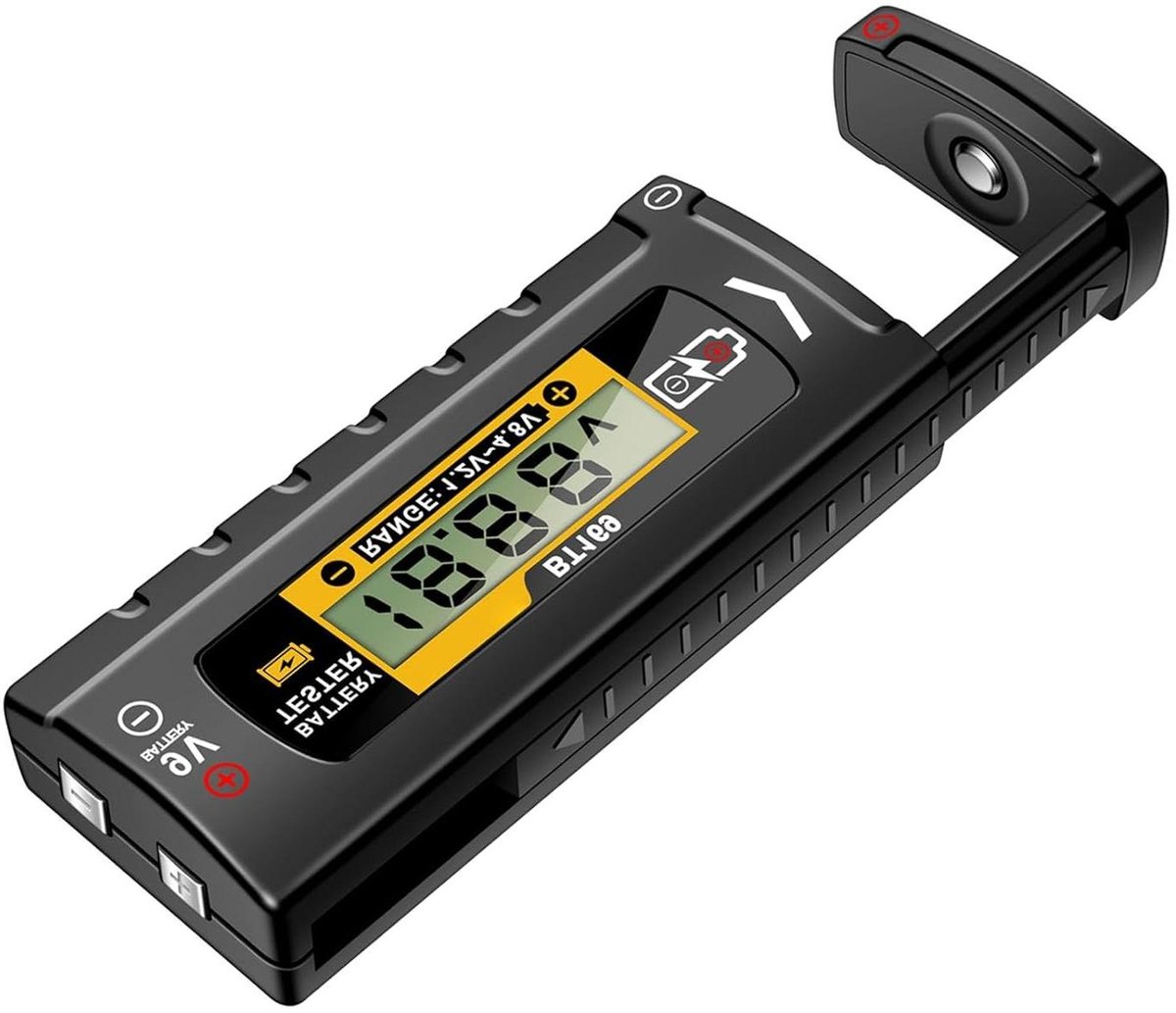 Batterijtester - Volt Checker - Batterijen Testen - Digitaal Display - 9.4cm Lengte - Zwart