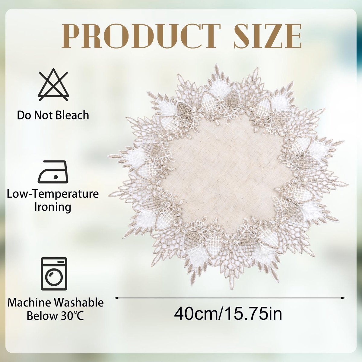 Innovra - Beige Linnen Ronde Doily, Tafelkleed 40x40cm voor Decoratie