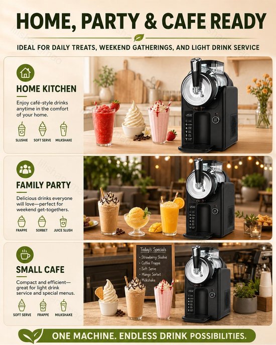 Slushmachine 5-In-1 - IJsdrankmaker - Drankjes Maken - Geen Ijs Nodig - 2 Liter - Zwart — afbeelding 3