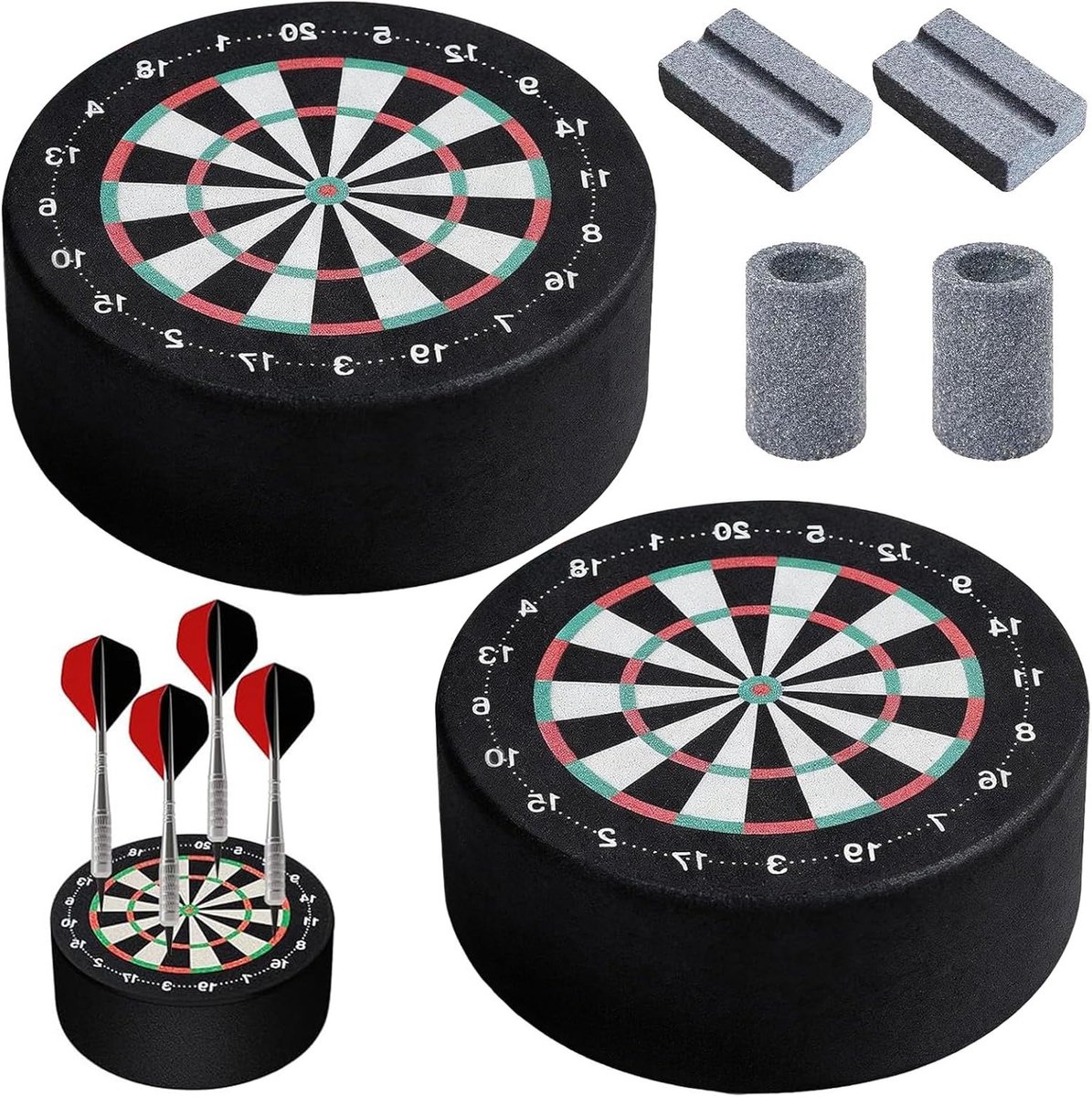 Set van 2 dartpijlhouders met 10 cm mini-dartbordhouder en 4 wetstenen voor gezinnen en dartclubs, ideaal voor dartliefhebbers en spelletjesavonden
