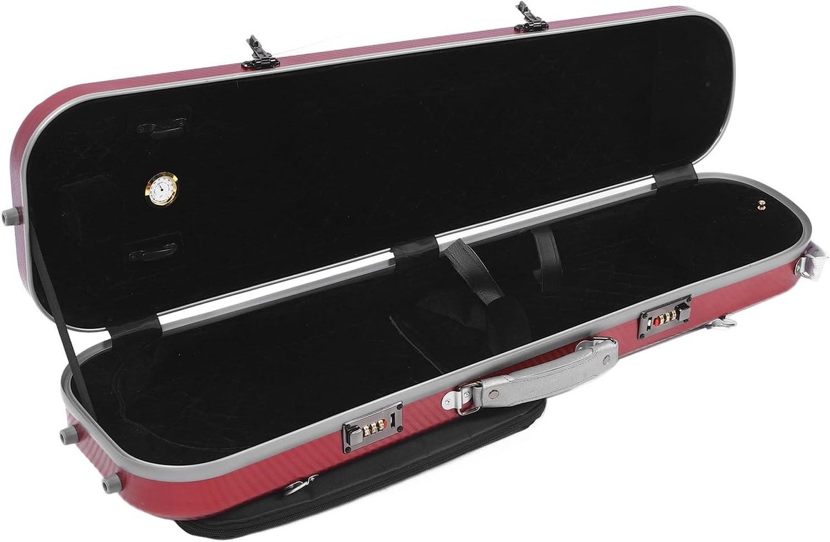 Vioolkoffer - Draagbare Koffer - Muziek Transport - Ingebouwde Hygrometer - 4/4 Grootte - Rood