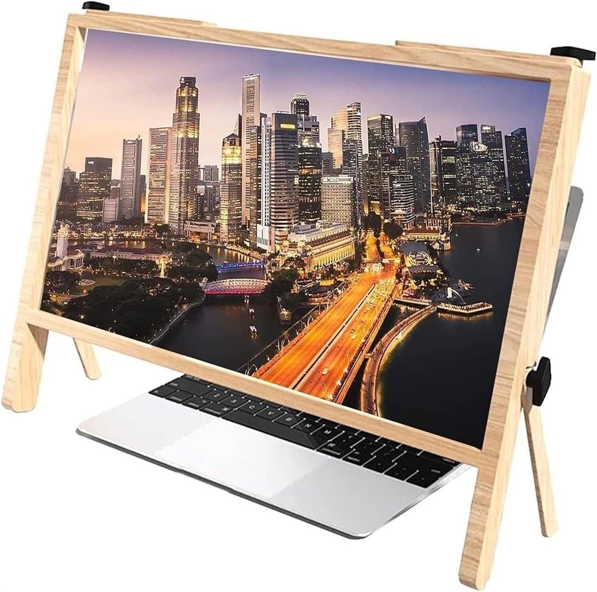 Scherm Vergrootglas - Laptop Vergroter - Comfortabel Kijken - Oogbescherming Helder - 3x Vergroting - Houtkleur