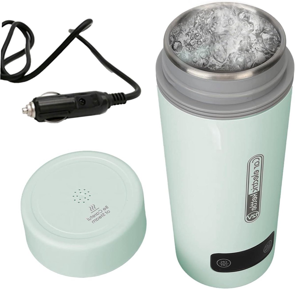 Elektrische Waterkoker - Reiskoker Auto - Warme Dranken Onderweg - Intelligente Temperatuurregeling - 450 ml Capaciteit - Groen