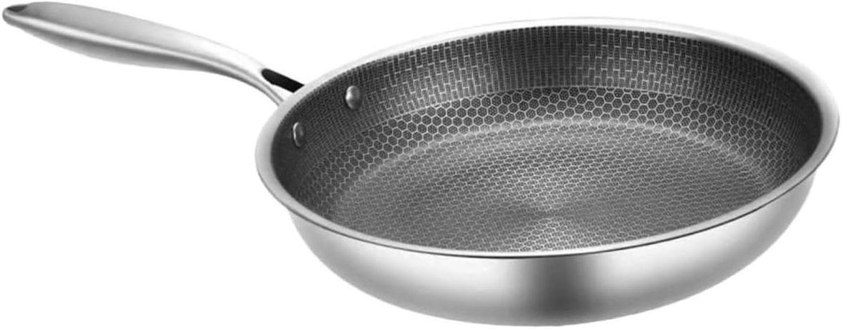 Koekenpan Rvs - Steak Pan - Eieren Bakken - Ergonomische Handgreep - 28cm - Zilver