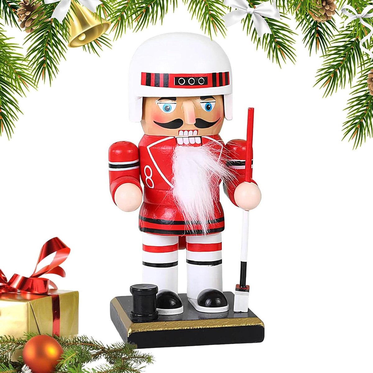 Kerst notenkraker - Houten figuur - Feestelijke decoratie - Handgemaakt ontwerp - 15 cm - Rood