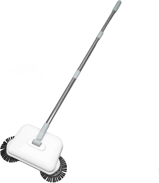 Handmatige Vegen Mop - Stille Vloerreiniger - Droog en Nat Gebruik - 360 Graden Roterend - 102cm Hoog - Grijs — afbeelding 5