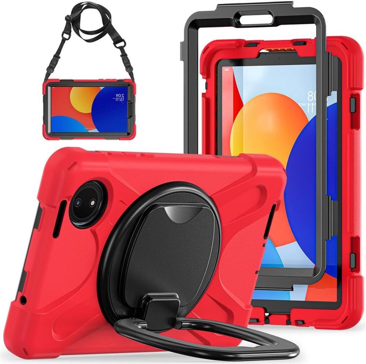 Tablet Hoes - Beschermhoes - Robuuste Bescherming - 360 Roterende Standaard - 8.7 inch - Rood
