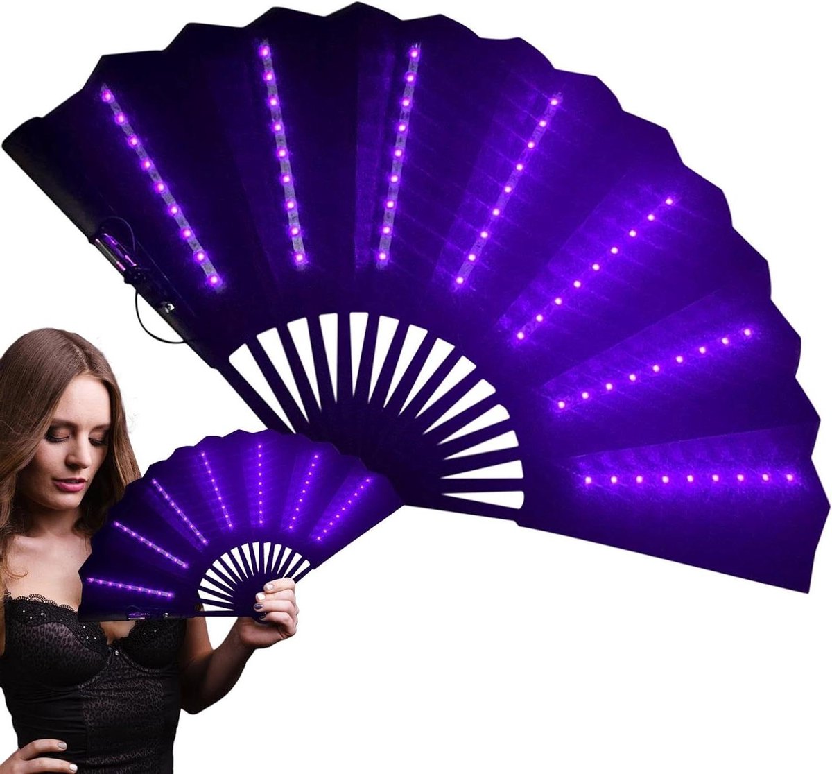 Handventilator - Reisventilator - Buitenactiviteiten - 63 heldere ledlampen - Opvouwbaar - Paars
