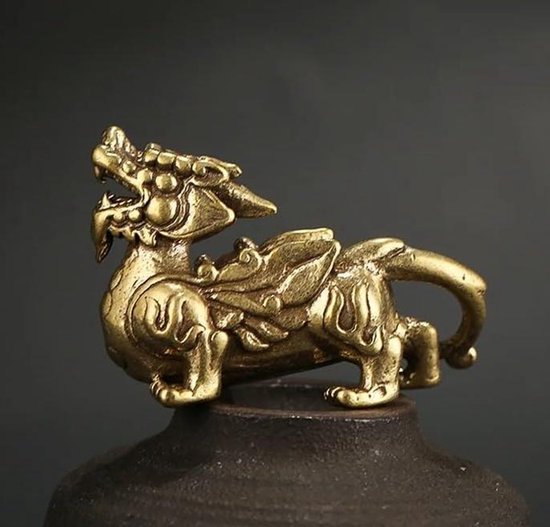 Foto: Dragon beast pixiu antiek koper messing tafelbladen beeldjes standbeelden centerpieces miniaturen presse papier collectibles home decor geschenken kunst ambachten 3 3 cm x 5 2 cm