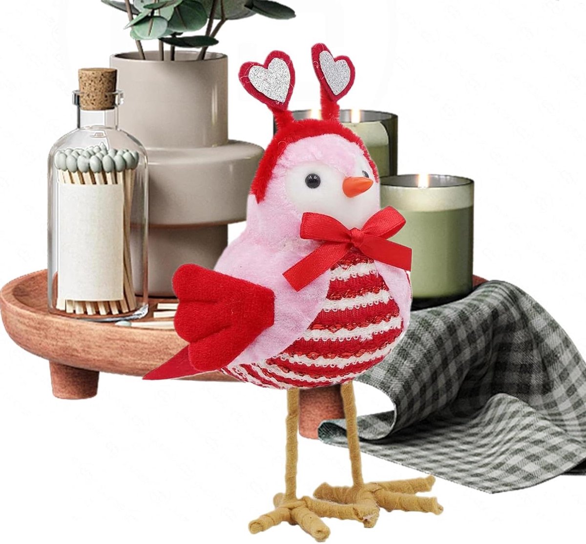 Vogelfiguren Decoratie - Vogelbeeldjes Set - Huis Verfraaien - Hartelijk Motief - 21 x 9 x 21 cm - Meerdere kleuren