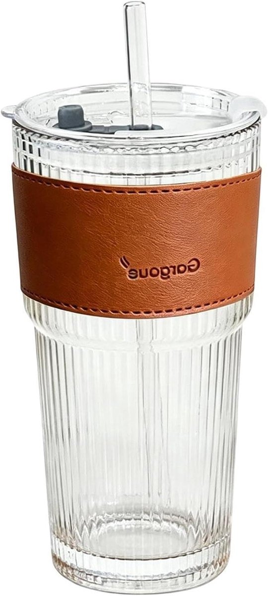 Glazen Mok - Drinkglas Set - Koude Dranken - Lekvrije Afsluiting - 600 ml - Transparant