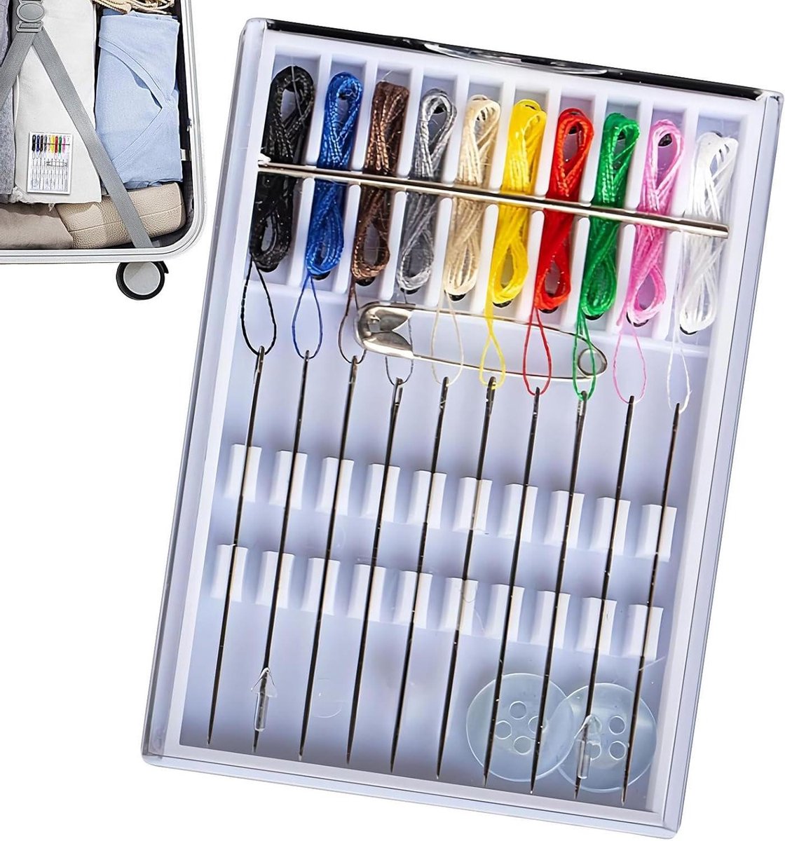 Naald en draadkit - Reisset - Kleding repareren - Compleet pakket - 10 kleuren - Multicolor