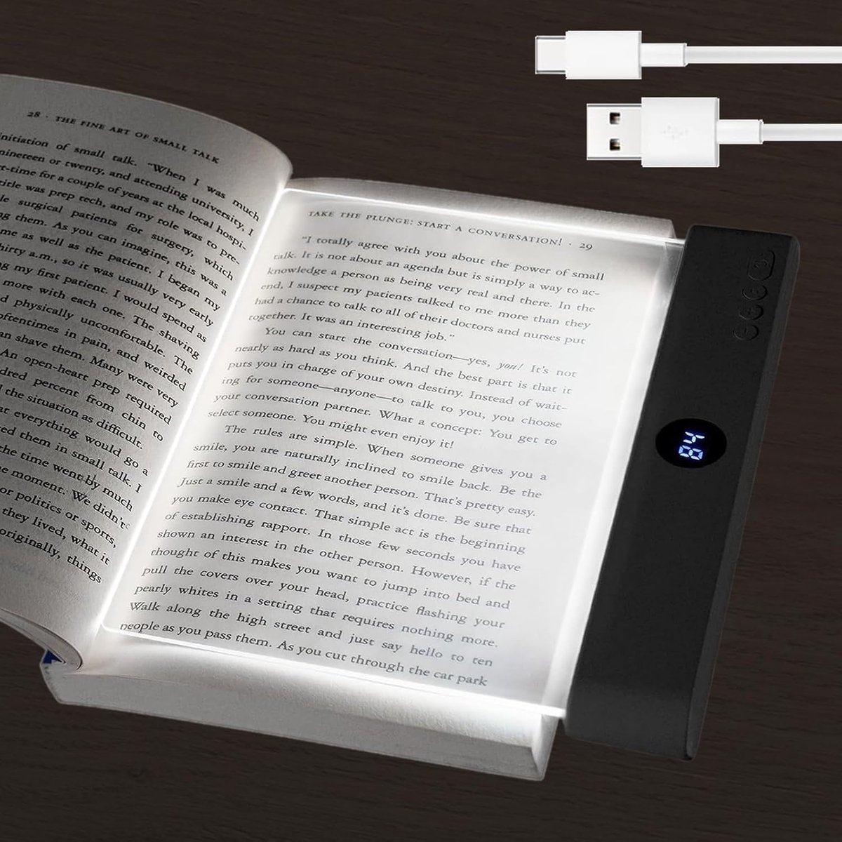 Oplaadbare leeslamp voor naast het bed - oogvriendelijk, 3 kleurtemperaturen, traploos dimmen, timer, lange batterijduur, draagbare tabletlamp, perfect voor boekenliefhebbers (zwart).