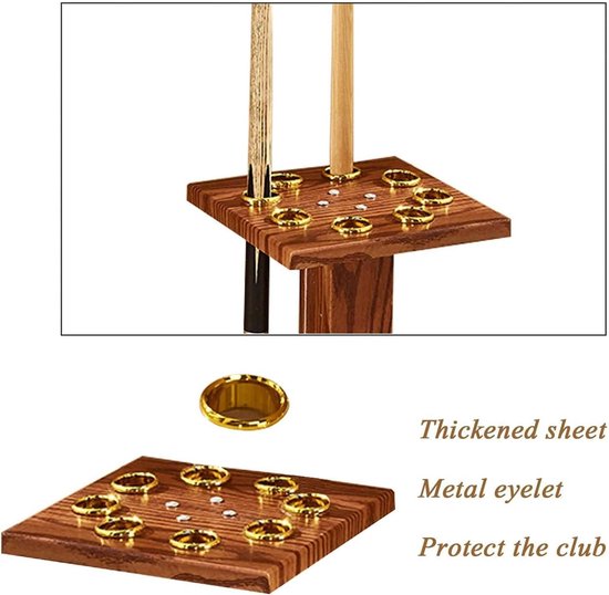 Biljartkeu Houder - Keurek - Biljart Accessoires Opbergen - Stabiele Houtconstructie - 8 Keuen - Bruin — afbeelding 4