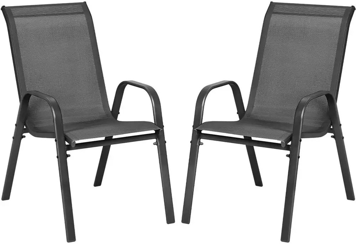 Geargalaxy Tuinstoelen Set - Buitenstoelen - Terrasstoelen - Balkonstoelen - Tuinstoelen - 2 Stuks - 70x54,5x92cm - Zwart