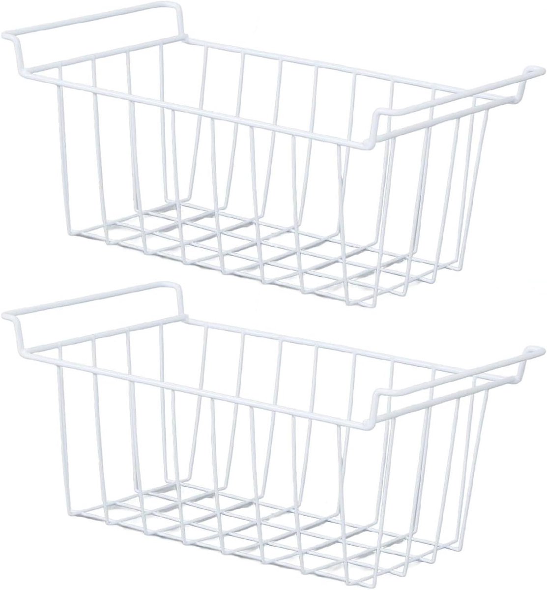 Vrieskast Organizer - Vriezer Mand - Voedsel Opslag - Met Handgrepen - 45 x 22 x 20 cm - Wit
