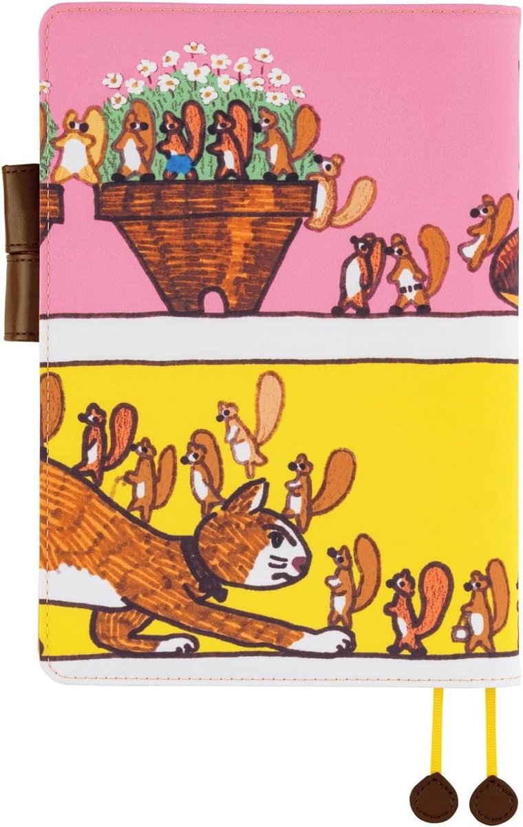 Agendahoes A5 - Beschermhoes Planner - Organiseren Dagelijks - Illustratie Eekhoorns - H228xB337mm - Oranje