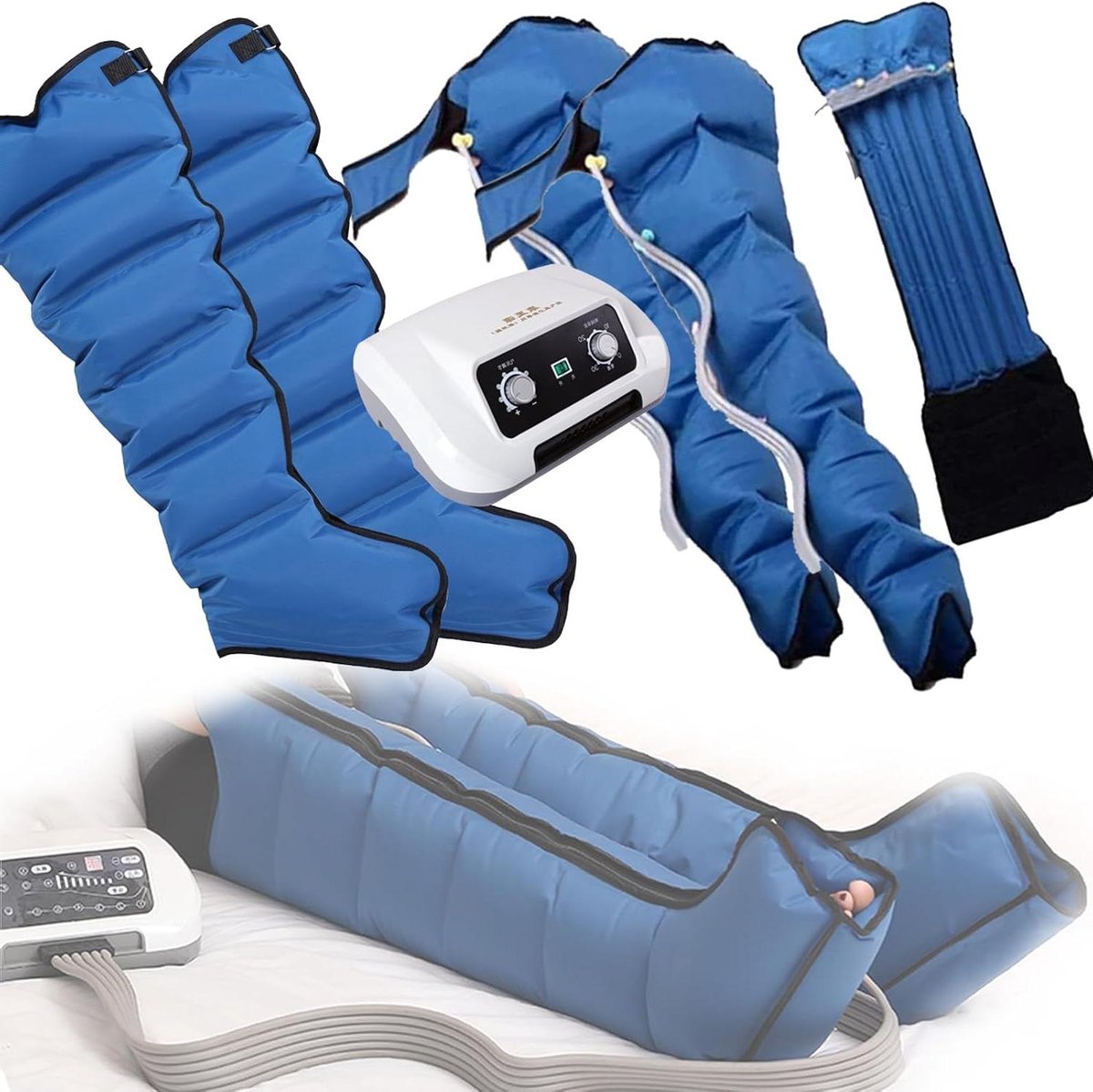 Luchtdruk Massager - Compressie Therapie - Spierherstel Bevorderen - 6 Luchtkamers - Verstelbaar - Grijs