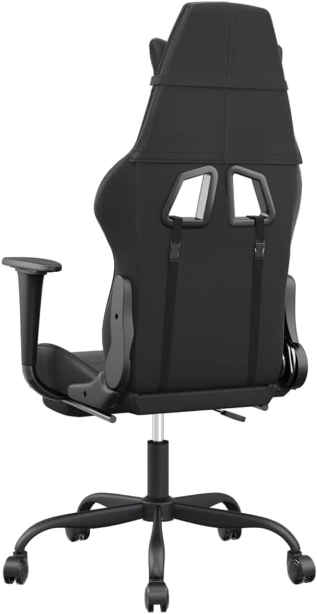 Gaming Stoel - Comfortabele Zetel - Ontspannen Zitten - Met Massagefunctie - Inclusief Voetensteun - Zwart — afbeelding 4