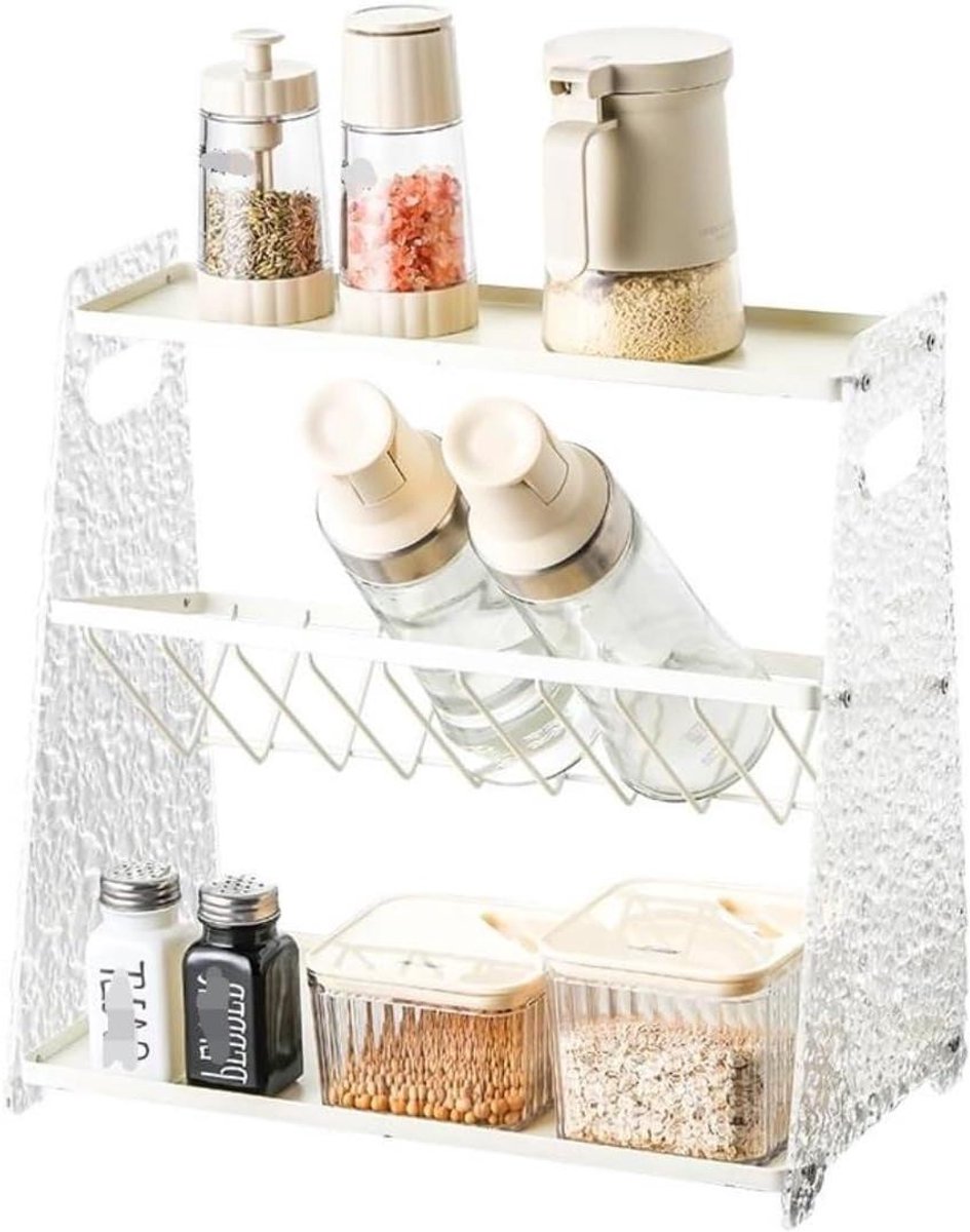 Kruidenrek - Kruiden organizer - Keuken opbergen - 3 lagen opslag - 365 cm - Transparant