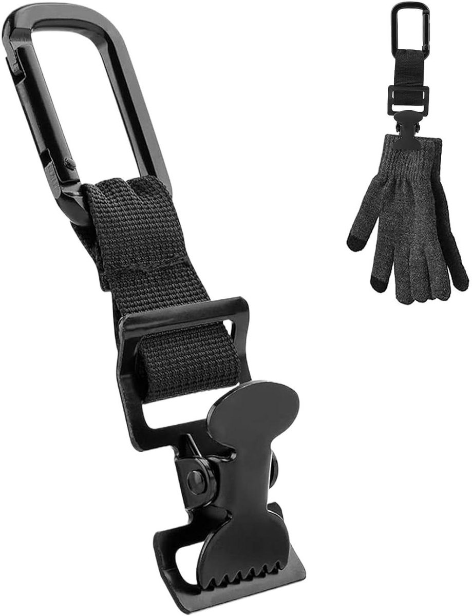 Handschoen Clips - Wanten Houder - Veilig Opbergen - Getand Antislip Ontwerp - 12.3 cm - Zwart