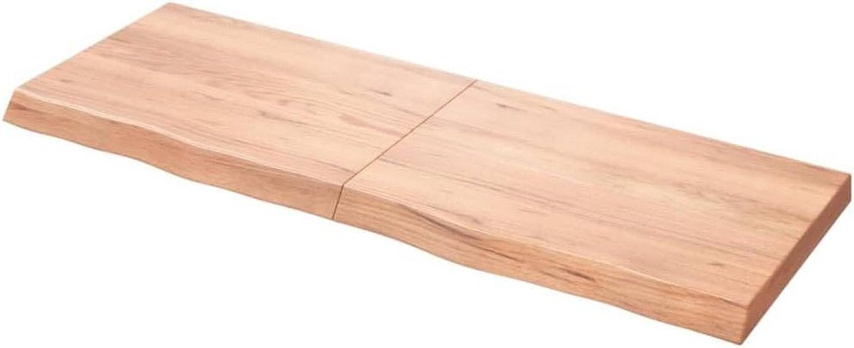 Tafelblad Massief Eiken - Houten Werkblad - Tafel Opknappen - Natuurlijke Rand - 140 x 50 cm - Licht