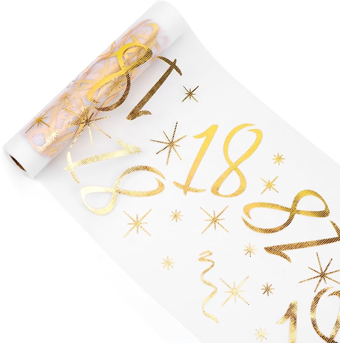 Dailygoods - Dailygoody - Tafelloper verjaardag - Goudkleurig - Glanzend - 28 cm x 10 m - Tafeldecoratie - Geschikt voor 18e verjaardag - Decoratie voor jongens en...